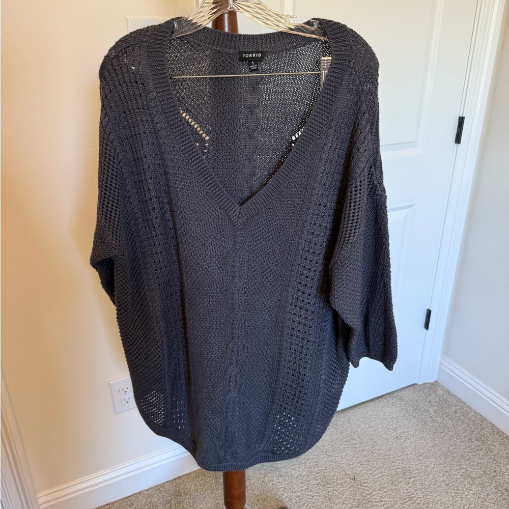 Torrid Charcoal Cable Knit Sweater